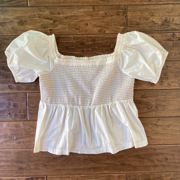 Old Navy Off The Shoulder Smocked Babydoll Swing Blouse Women’s Size XXL Cream - Picture 1 of 8